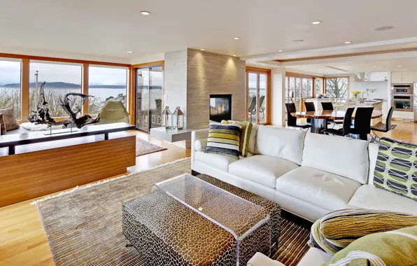 Interior, kitchen, USA, living room, dining room, Seattle