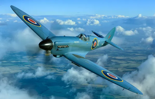 Picture fighter, war, British, Supermarine Spitfire, times, The second world
