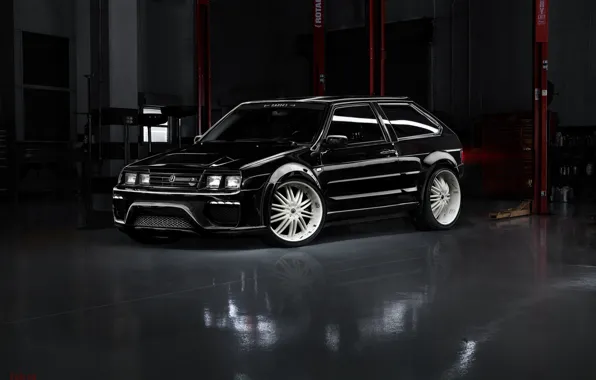 Tuning, garage, black, Lada, 2108, eight