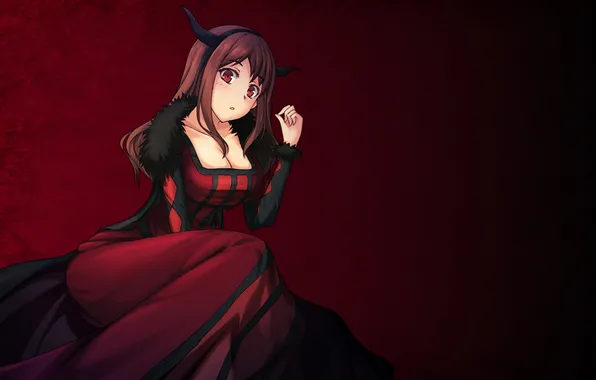 Picture chest, look, girl, background, surprise, the demon, art, embarrassment