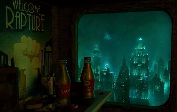 Picture the city, room, rapture, under water, bioshock 2, delight, welcome