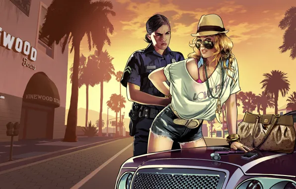 Girl, police, COP, Grand Theft Auto V, gta 5