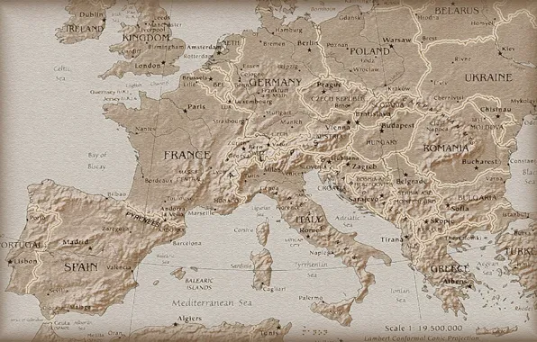Map, Europe, The view from the top, Antique