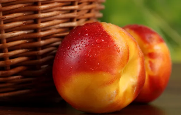 Basket, fruit, peaches, nectarine, peaches