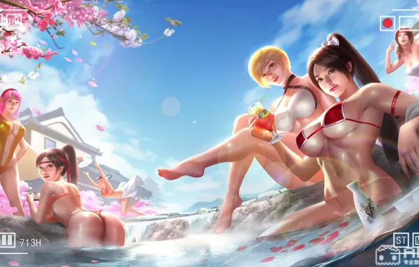 Girl, Girls, Figure, Pool, Swimsuit, Art, Swimwear, KOF
