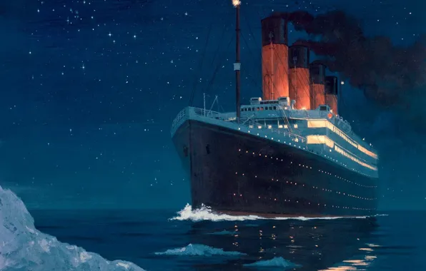 Cold, night, iceberg, Titanic