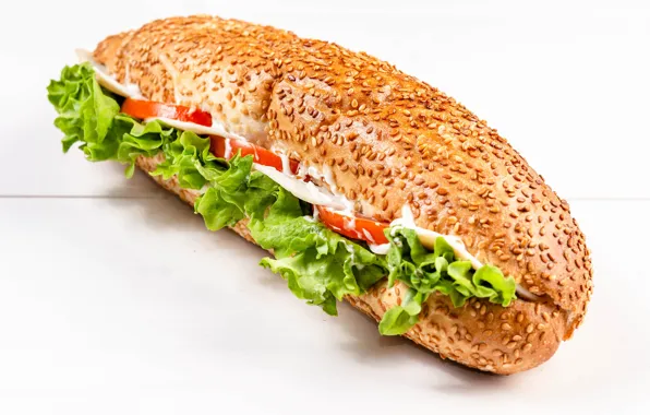 Cheese, tomatoes, sandwich, sesame, bun, salad