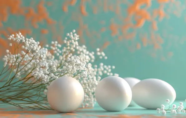 Flowers, holiday, eggs, spring, Easter, painted, Easter, eggs