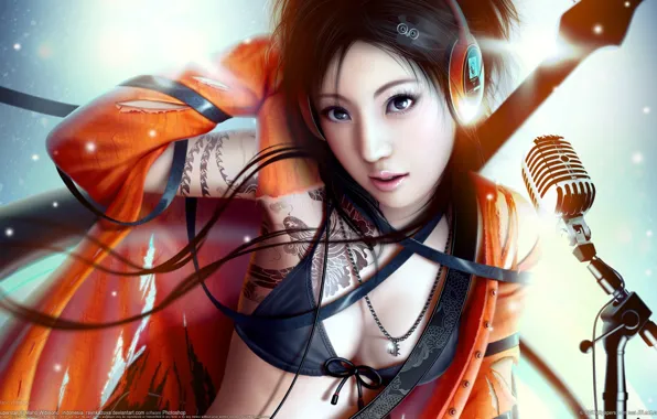 Japanese, headphones, microphone, Mario Wibisono