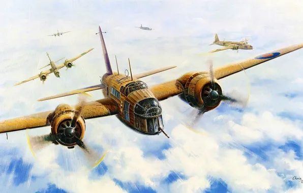 Picture aircraft, war, art, airplane, aviation, dogfight, raf, british bomber