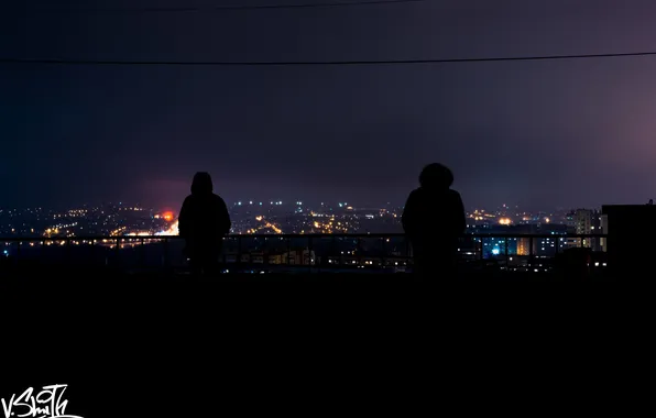 Picture roof, night, city, the city, people, night, people, roof