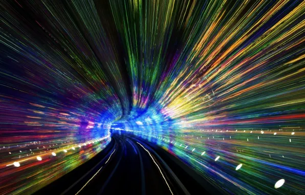 Picture road, lights, color tunnel