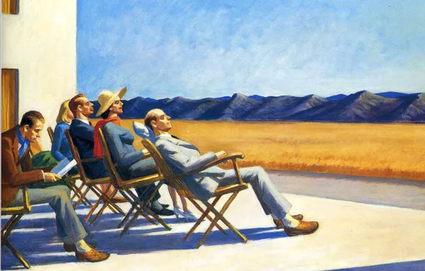 Mountains, people, stay, picture, Edward Hopper, genre, People In The Sun