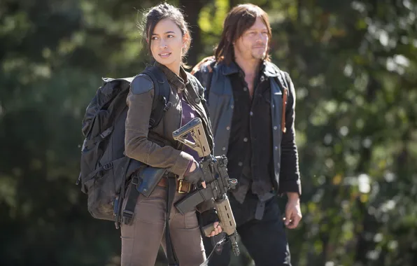Picture weapons, background, equipment, The Walking Dead, The walking dead, Christian Serratos, Rosita