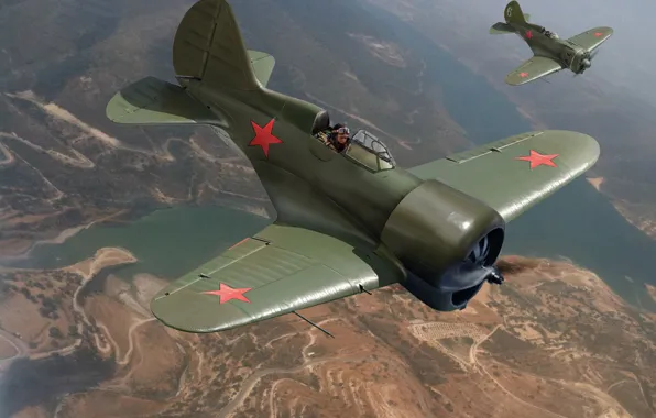 The sky, figure, art, flight, aircraft, Soviet, single-engine, piston