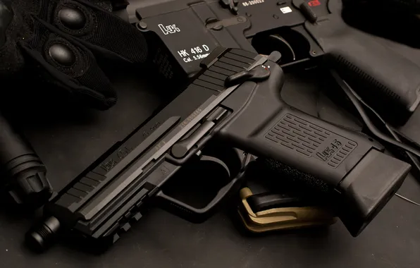 Gun, black, military, Handgun, .45 cal ACP