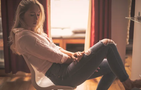 Picture girl, face, sitting, sad