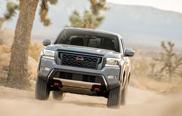 Movement, Nissan, pickup, 2022, clouds of dust, Nissan Frontier