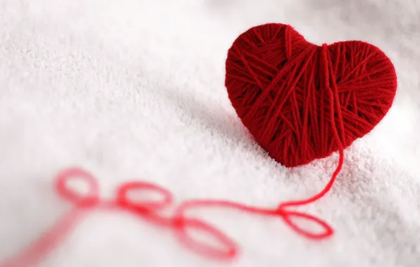 Picture red, background, widescreen, Wallpaper, heart, wallpaper, love, thread