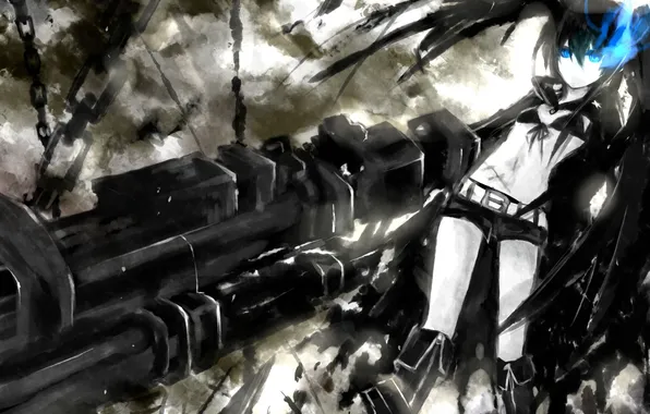 Girl, weapons, anime, art, black rock shooter, insane black rock shooter, Mato KURO, kristin13