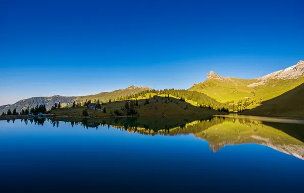 Picture the sky, mountains, lake, Switzerland