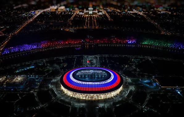 Sport, Flag, Football, Tricolor, Russia, The view from the top, Stadium, Luzhniki