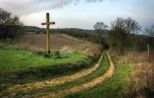 Picture road, the sky, cross
