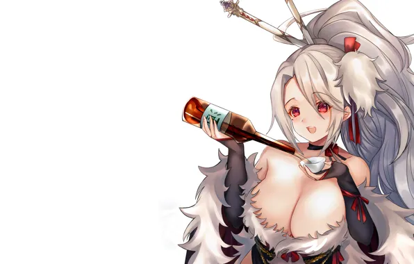 Girl, sexy, cleavage, blouse, long hair, boobs, anime, beautiful