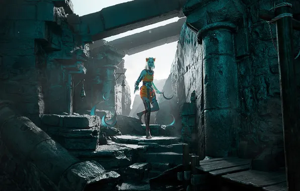 Picture the game, a month, costume, dagger, ruins, hammer, the heroine, cosplay