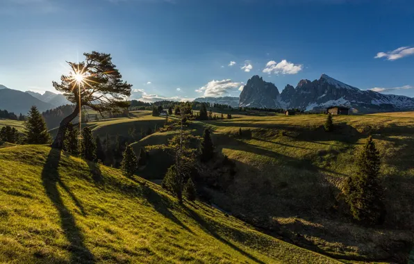 Landscape, mountains, morning