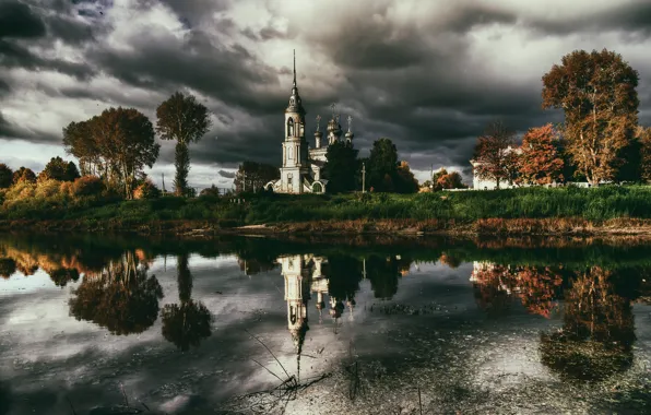 Autumn, temple, Russia, Vologda