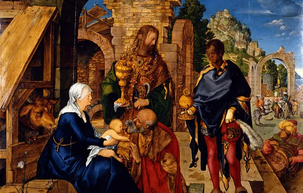 Picture, religion, mythology, The Adoration Of The Magi, Albrecht Durer, Albrecht Durer