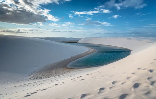 Sand, the sky, water, Brasil, Maranhão