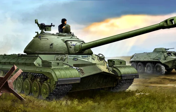 Picture tanker, Soviet, anti-hedgehog, BTR-60, T-10, armored forces