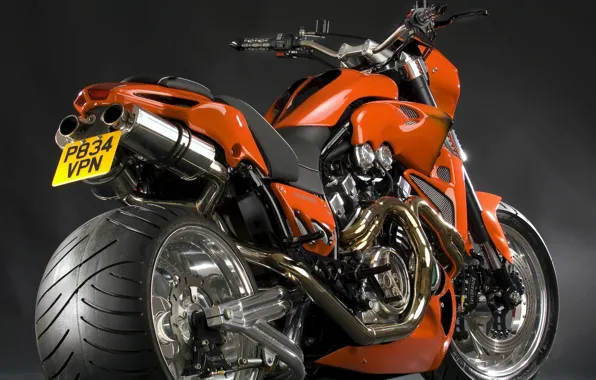 Tuning, motorcycle, Yamaha V-max, custom, orange, Yamaha V max, bold lines, beautiful design