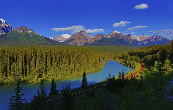 Picture forest, mountains, lake, Canada, Albert