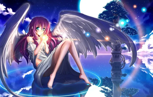 Picture girl, wings, anime, art