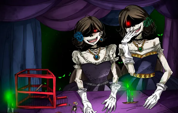 Girls, cell, skeletons