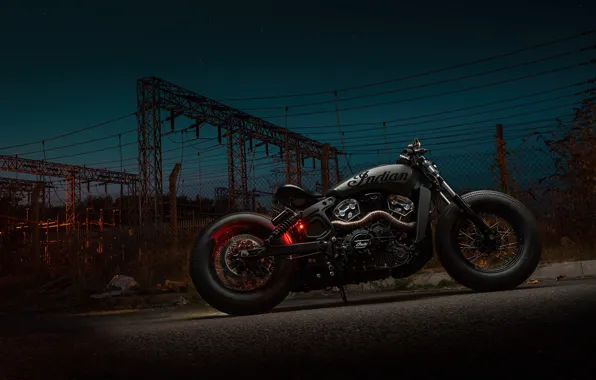 Picture Indian, dark background, custom, night, envy, chopper