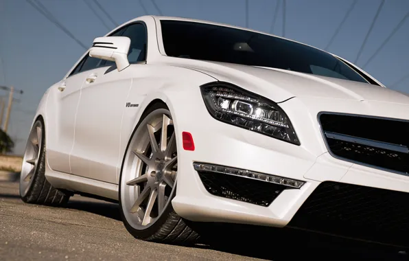 Picture white, Mercedes-Benz, white, AMG, the front part, Mercedes Benz, CLS-class, C218