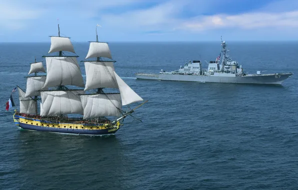 Sailboat, destroyer, Hermione, Mitsher