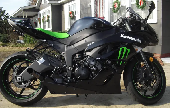 Black, Asphalt, motorcycle, bike, the bushes, motorcycle, superbike, sportbike