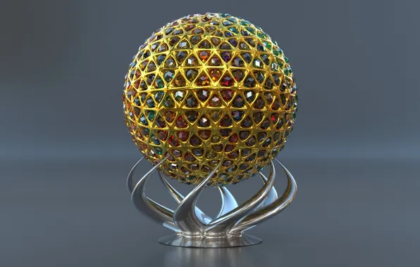 Stones, balls, stand, grey background