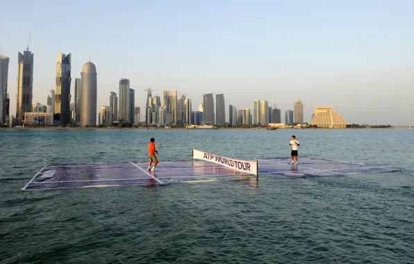Water, still, doha, federer, tennis