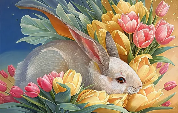 Picture white, look, flowers, yellow, pose, grey, bouquet, spring