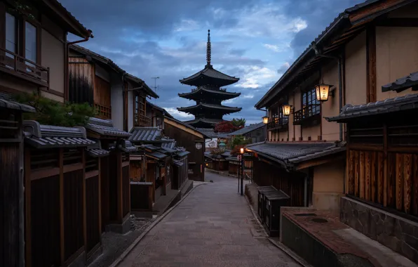 Picture Japan, temple, pagoda, Kyoto, Honshu