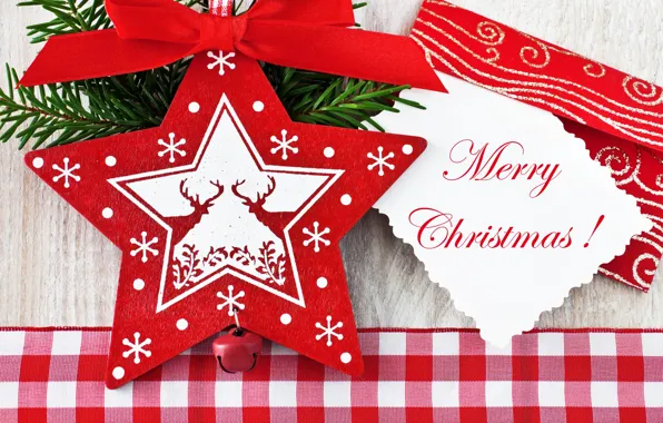 Branch, tree, deer, bow, asterisk, the envelope, merry christmas