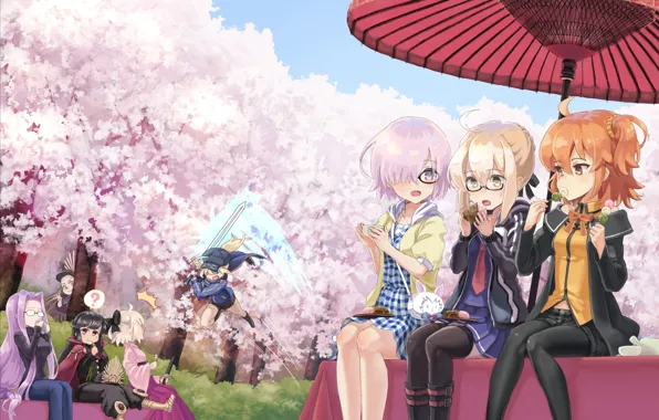 Sword, game, umbrella, anime, pretty, sakura, ken, blade