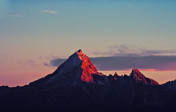 Picture the sky, clouds, sunset, mountains, nature, rocks, the evening