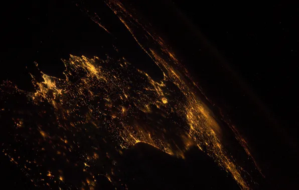 Space, night, city, earth